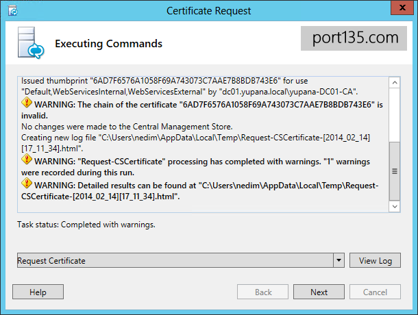 Resolved: quot Certificate chain is invalid quot warning in Lync Server 2013