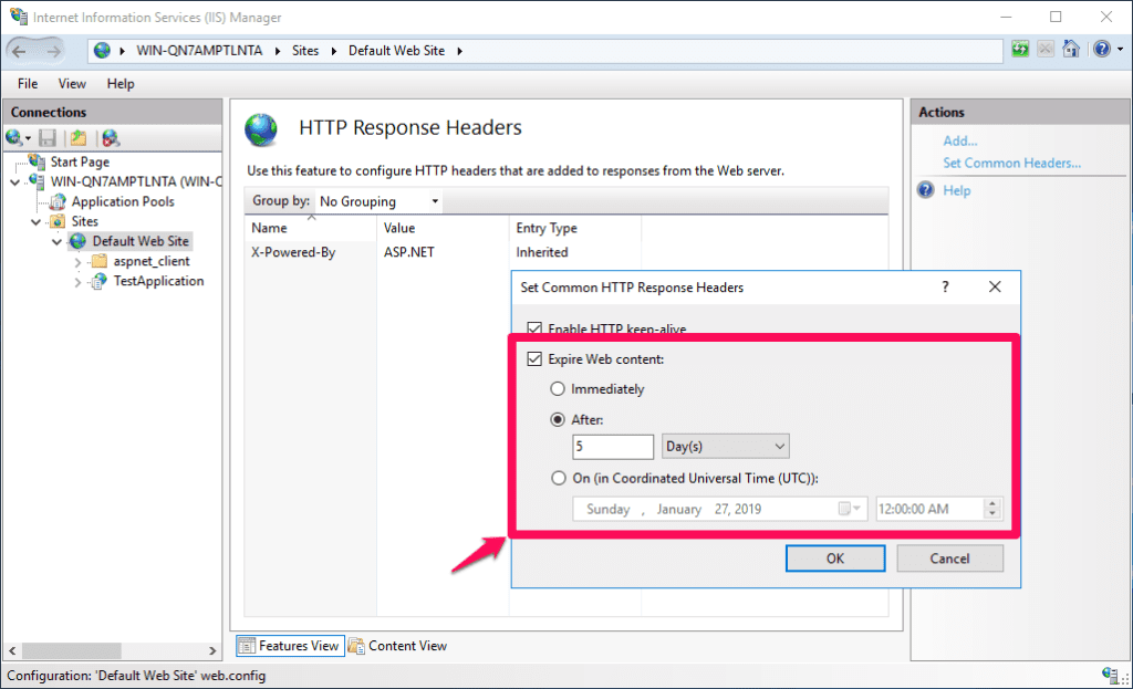 Enabling cache-control header to improve IIS performance

