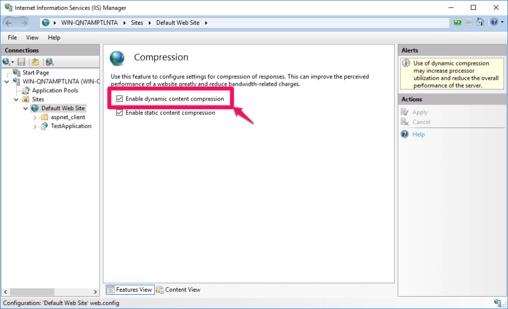 Enabling Dynamic Compression to improve IIS performance
