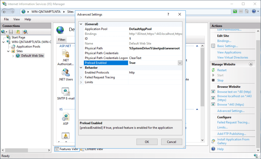 Preload Enabled option to improve IIS performance