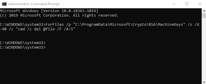 c programdata microsoft crypto rsa machinekeys delete