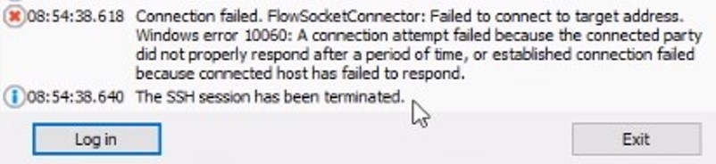 Connection failed. FlowSocketConnector